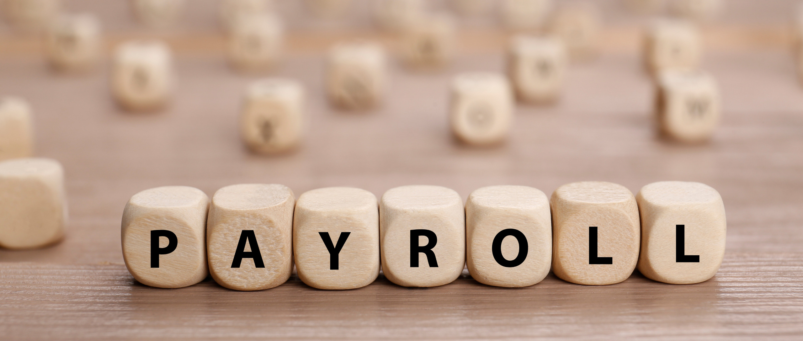 Word Payroll Made Of Cubes On Wooden Table
